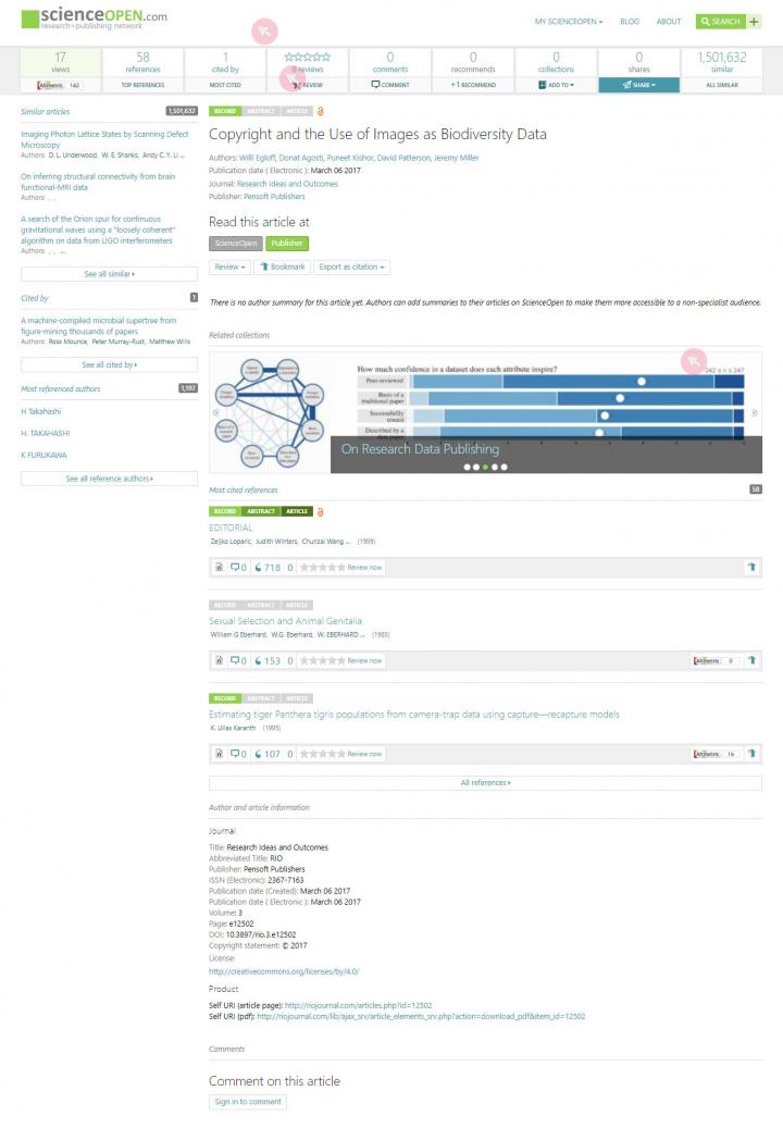Article Published in RIO Journal on ScienceOpen