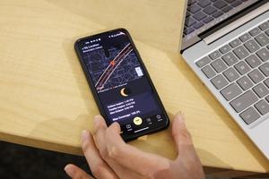 The “Solar Bird” app is pictured on a phone at the Luddy School of Informatics, Computing, and Engineering at IU Bloomington on Friday, March 22, 2024.