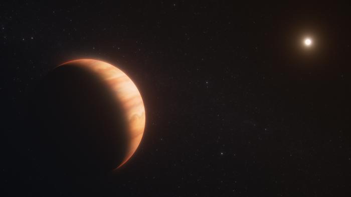 Artist concept of WD1856b orbiting a white dwarf star