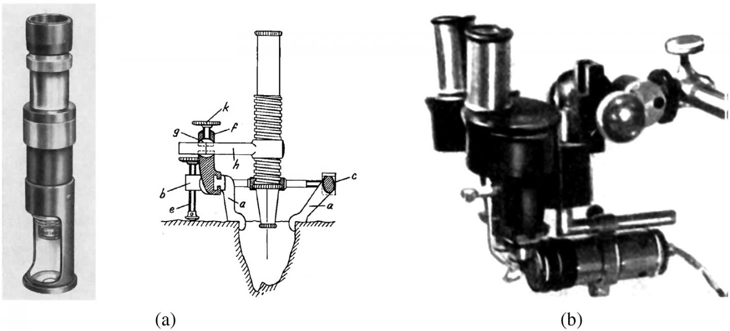 The earliest surgical microscopes in the operating room.
