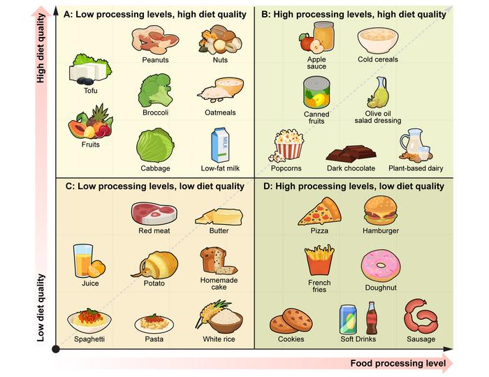 Foods grouped by processing level and diet quality