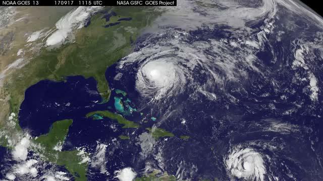Satellite Animation Shows Hurricane Maria Make Landfall in Puerto Rico, Jose Along East Coast