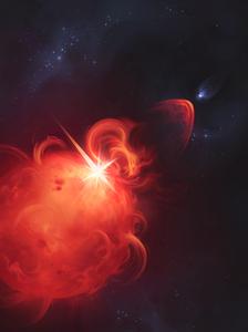 An explosion on another star (artist’s impression) - portrait version