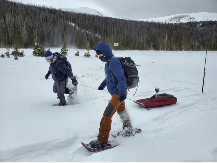 Two Students with GPS Sled