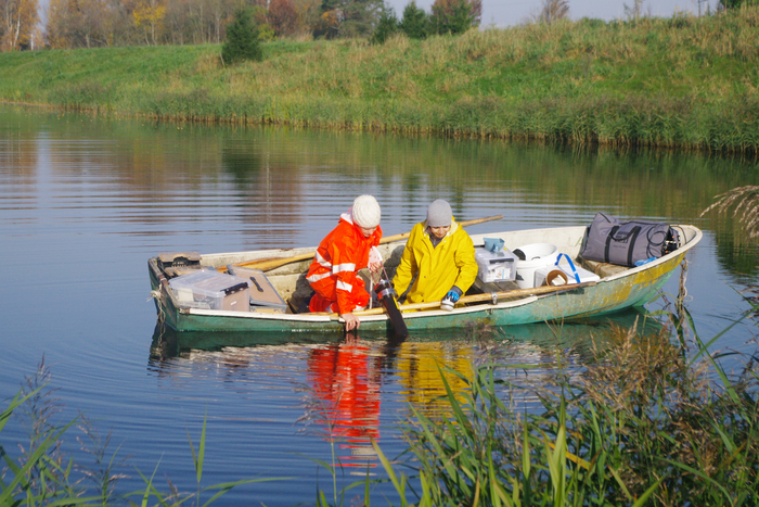 Researchers in a rowing boat