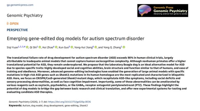 Emerging gene-edited dog models for autism spectrum disorder