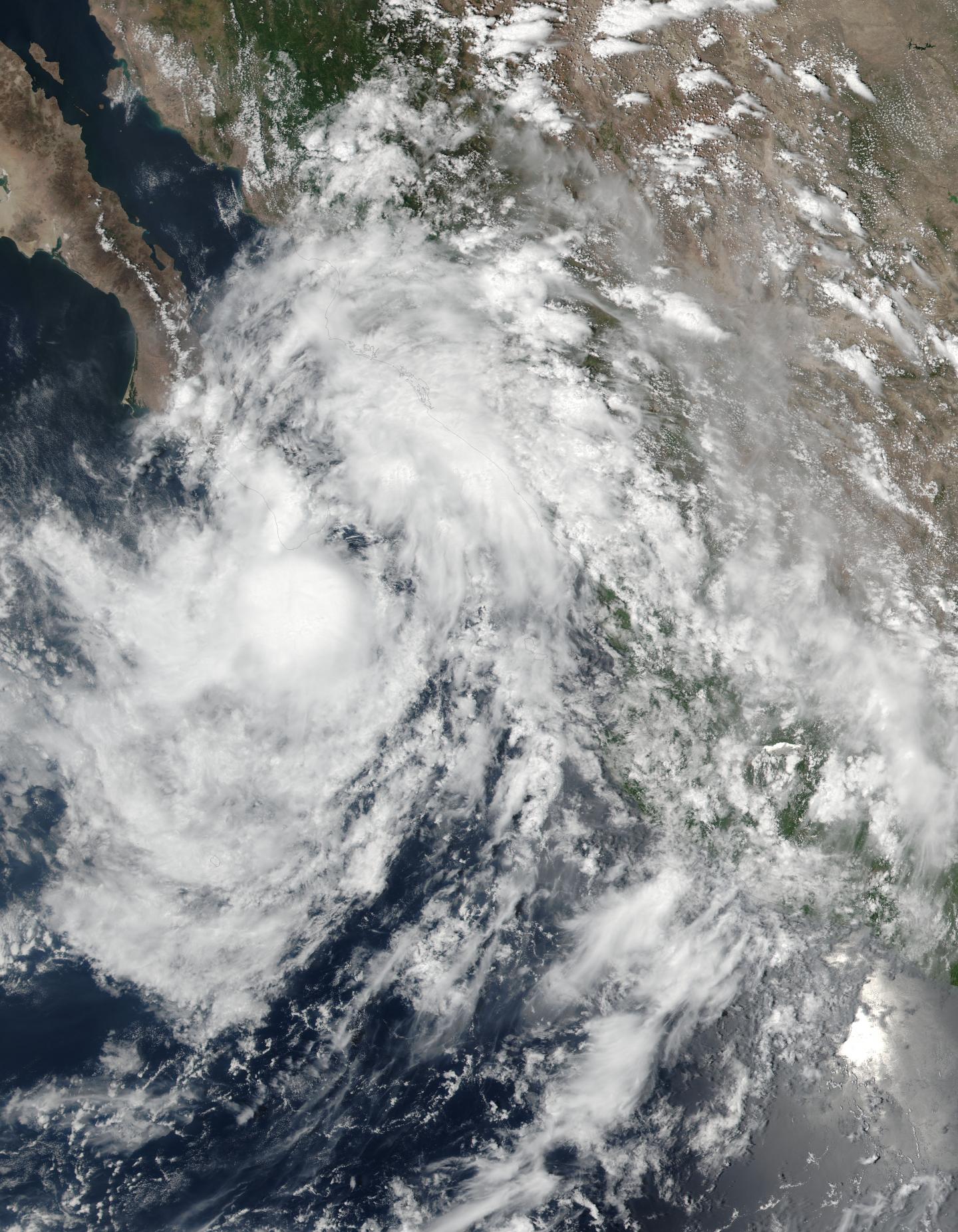 NASA Spots Tropical Storm Javier at Southern Tip of Baja California