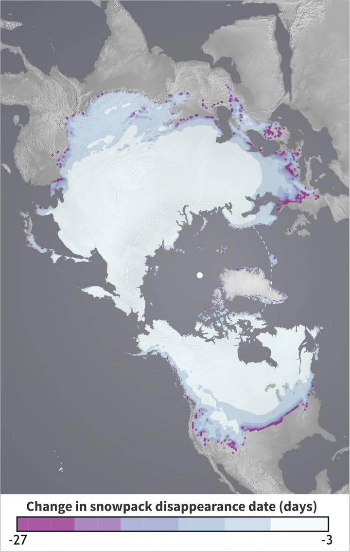 Map of vulnerable mountain snowpack