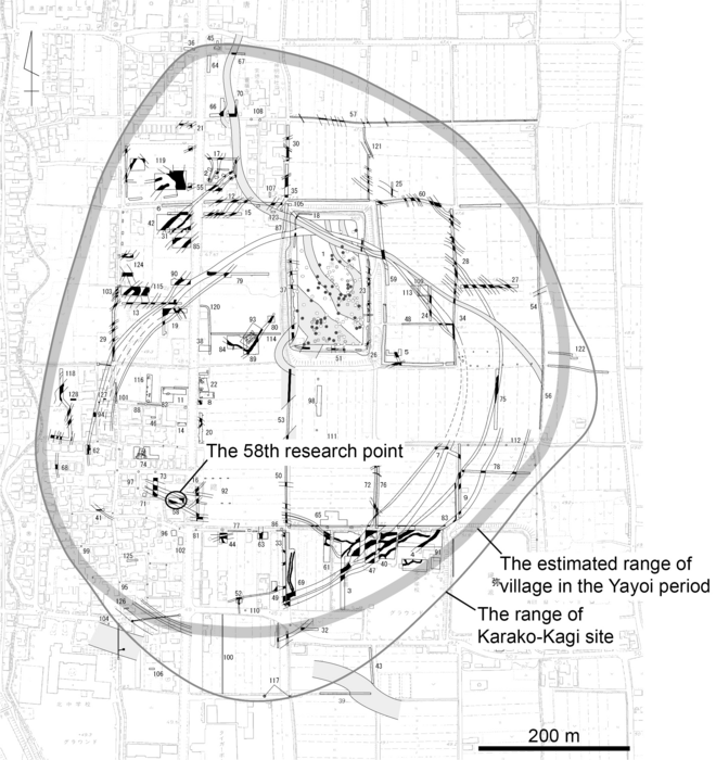 Location of the 58th research point in the Karako-Kagi site