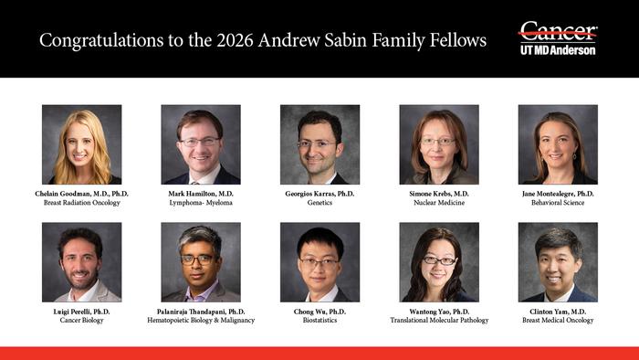 UT MD Anderson names 2026 Andrew Sabin Family Fellows