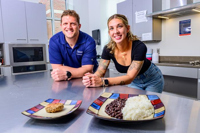 Research team in the lab with plant-based, meat-based meals