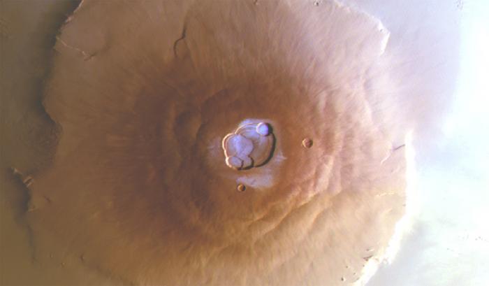 Mars volcano frost