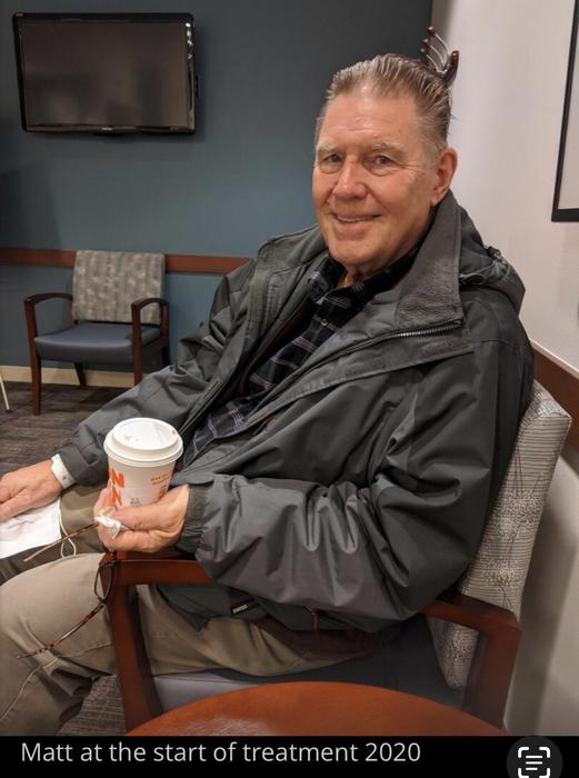 Clinical trial participant Matthew Husar lived for roughly two years after starting the trial. He is seen here at the start of treatment in 2020. Photo credit: Madeline Husar.