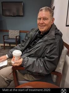 Clinical trial participant Matthew Husar lived for roughly two years after starting the trial. He is seen here at the start of treatment in 2020. Photo credit: Madeline Husar.