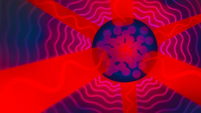 An artist’s interpretation of lasers magnetizing a plasma