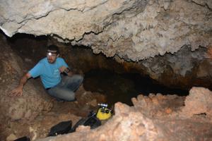 Leocadio Blanco-Bercial during the sampling expedition to Roadside Cave in 2016
