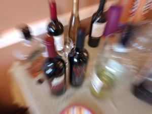Blurry image of alcohol bottles