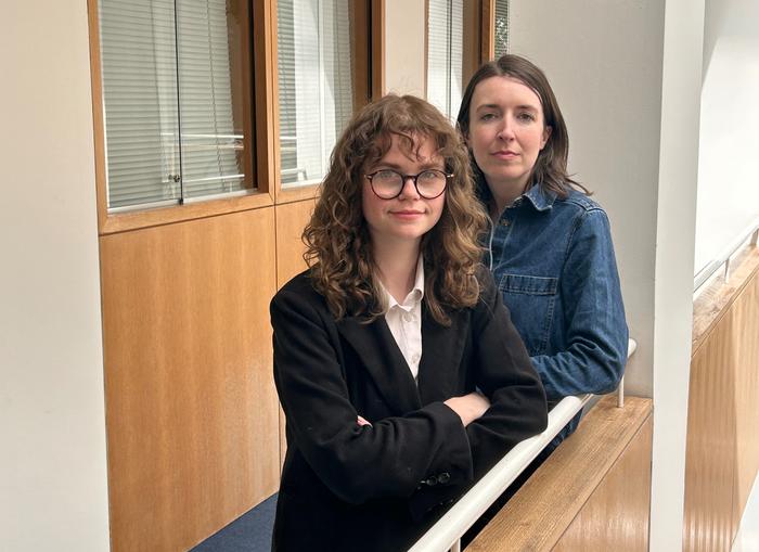 Dr Elle Loughran with Dr Máire Ní Leathlobhair