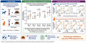 Serum PFAS profiles and paired pet food in dogs and cats
