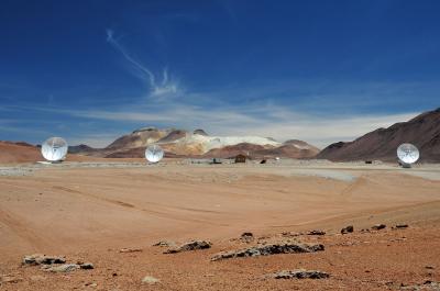 Three ALMA Antennas Working in Unison