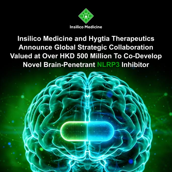 Insilico Medicine and Hygtia Therapeutics Enter New Global Strategic Collaboration to Co-Develop Novel Brain Penetrant NLRP3 Inhibitor for CNS Diseases treatment
