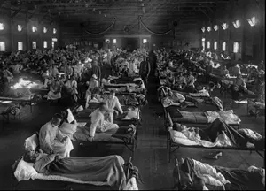 1918 Influenza victims crowded into an emergency hospital