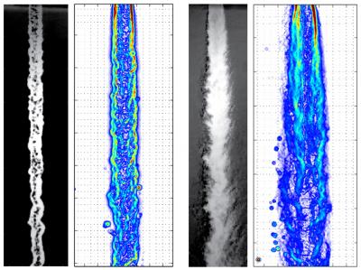 Shadowgraph Images with PLIF Density Gradient Maps