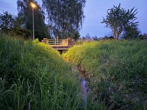 Stream with nighttime lighting