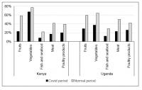 Percentage of Respondents Who Consumed the Food Groups before and during the COVID-19 Period