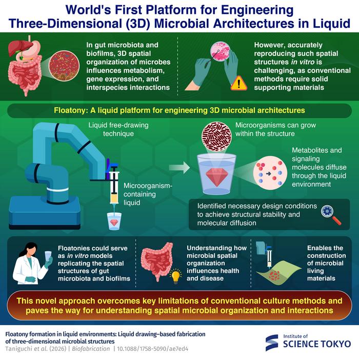 Liquid bacterial cultures with complex three-dimensional arrangements