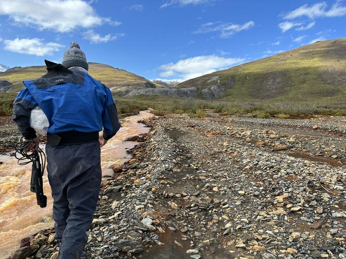 Brett Poulin sampling on Igning River AK