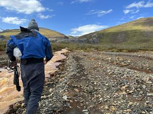Brett Poulin sampling on Igning River AK