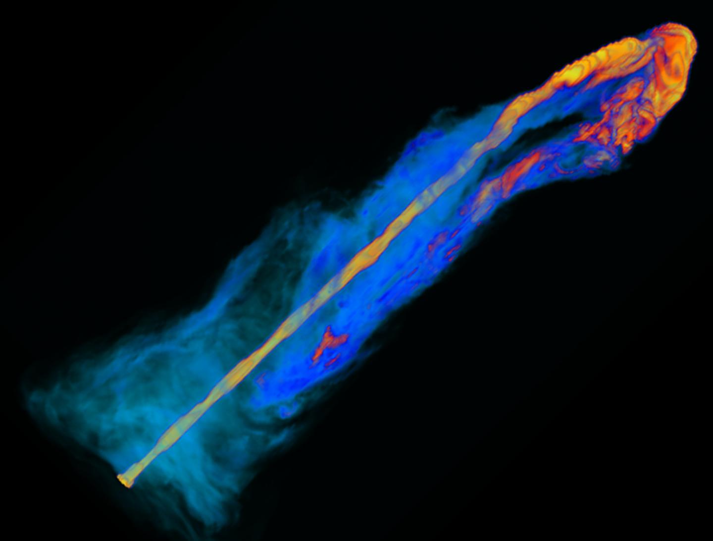 Magneto-Hydrodynamic 3-D Simulations of a Relativistic Jet