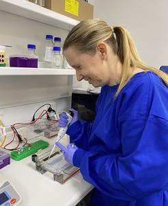 Sherralee Lukehurst at work in the lab
