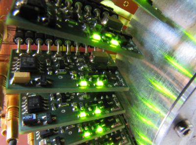 A Part of the Readout Electronics of a Camera Which Monitors Particle Cancer Therapy