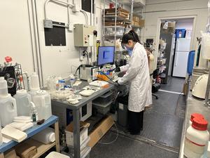 Waterloo PhD student Wei Wei working on plastic upcycling