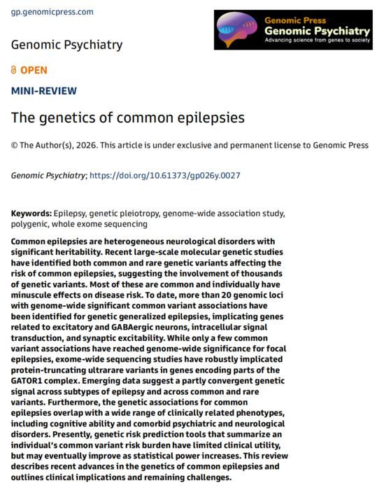 The genetics of common epilepsies