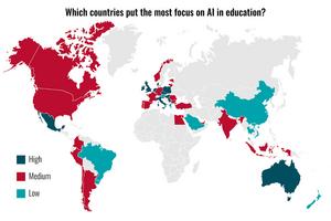 Which countries put the most focus on AI in education?