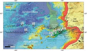 Simplified map of the Southwest Iberia segment of the Africa–Eurasia plate boundary