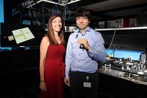 Laboratory of Hybrid Photonics head Cristina Benea-Chelmus and PhD student Yazan Lampert. 2025 EPFL Alain Herzog  CC BY SA 4.0