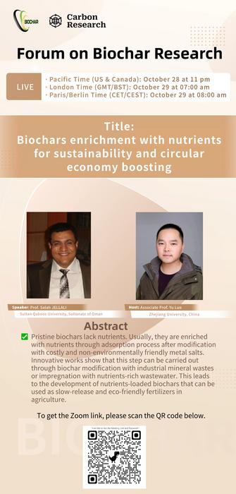 Innovative Biochar Research to Boost Circular Economy: Join Live Talk by Prof. Salah Jellali on October 29