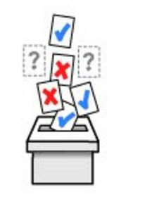 Ballots entering a ballot box