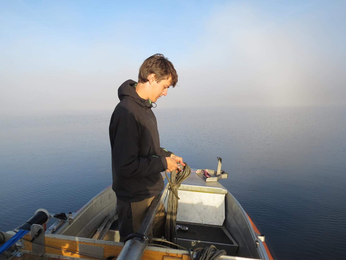 Sampling in lake Hotagen, Sweden