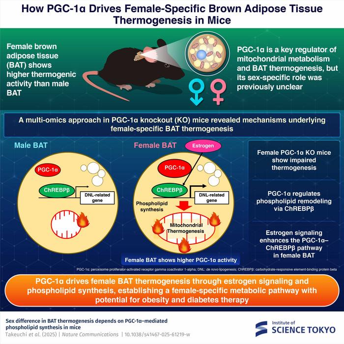 How PGC-1α drives female-specific brown adipose tissue (BAT) thermogenesis in mice