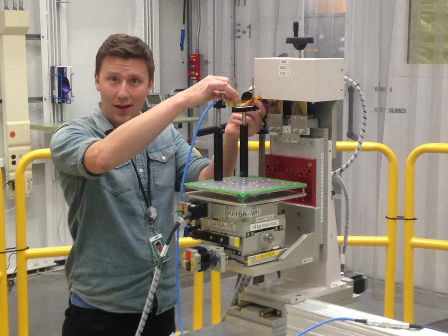 USask PhD student Farley Chicilo at the Canadian Light Source synchrotron at University of Saskatchewan