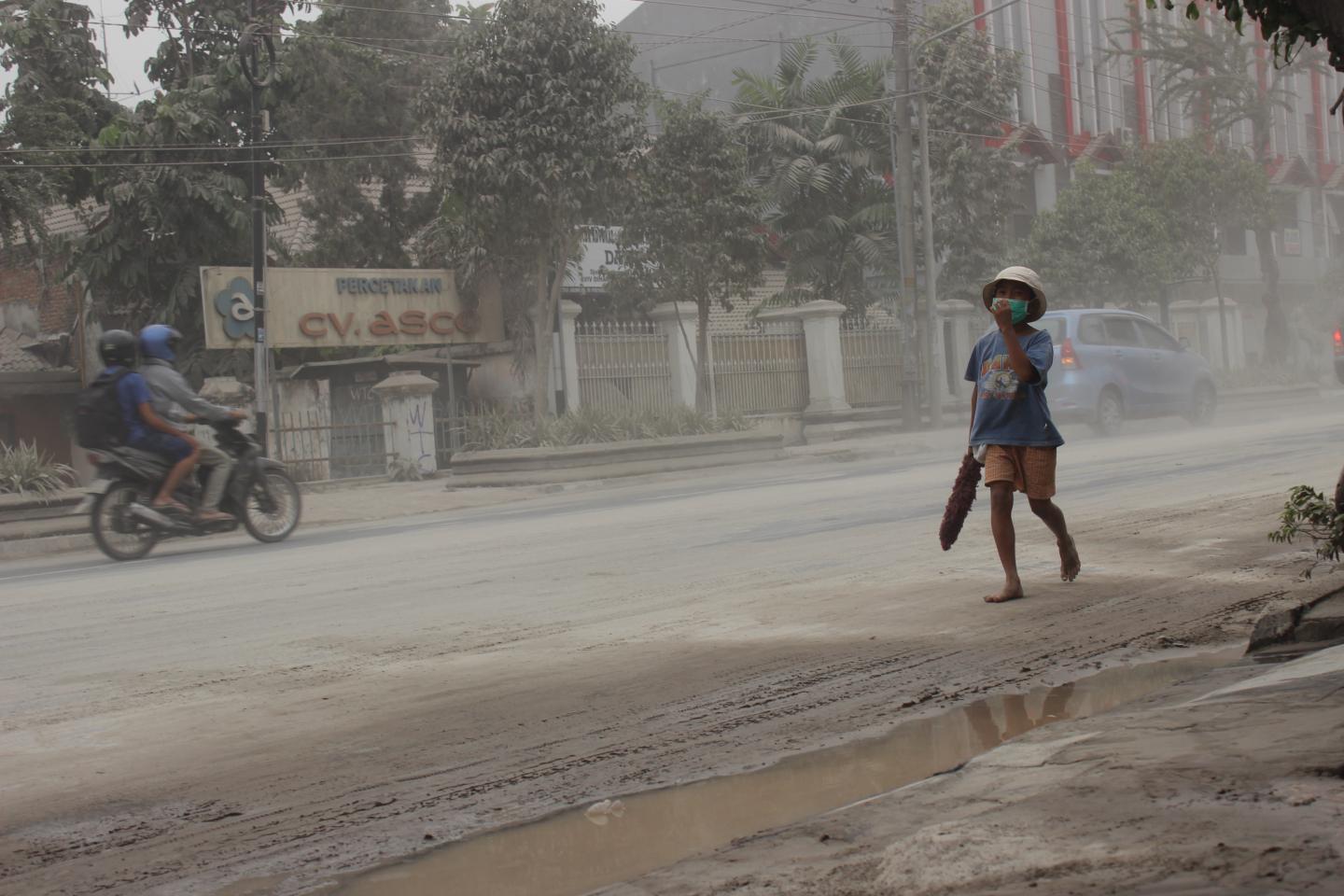 Ash Fall During Kelud Eruption, Indonesia, 2014