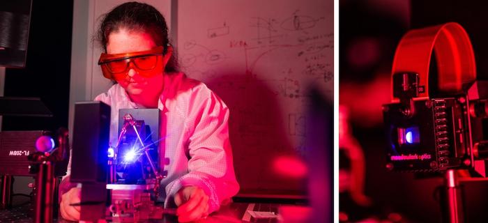 researcher in the laser lab