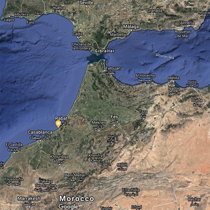 Contrabandiers Cave, Morocco, location along the coastline