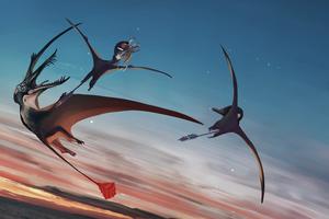 Pterosaurs in flight over the Jurassic Hebridean Basin