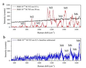 Raman spectra under 785 nm and 532 nm laser excitation